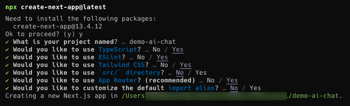 Creating a Next.js project